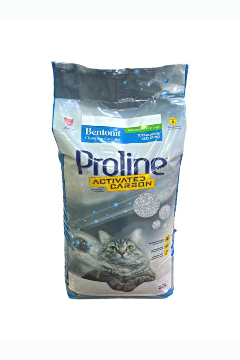 Proline Aktif Karbonlu Topaklaşan Bentonit Kedi Kumu 20 L