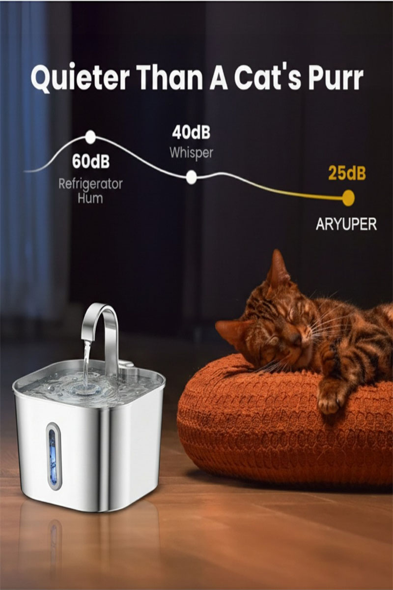 Göstergeli Paslanmaz Çelik Kedi Köpek Için Su Pınarı Su Çeşmesi Su Sebili B20 2.2 L