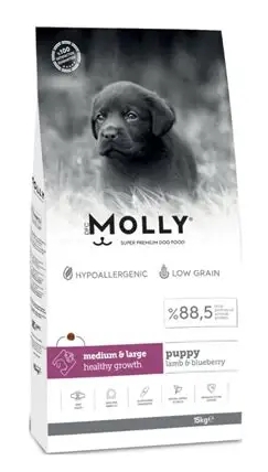 Molly Medium Puppy Kuzu Etli & Yaban Mersinli Orta ve Büyük Irk Yavru Köpek Maması 15 Kg