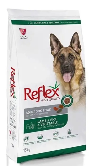 Reflex Kuzu Etli Pirinçli ve Sebzeli Yetişkin Köpek Maması 15 Kg